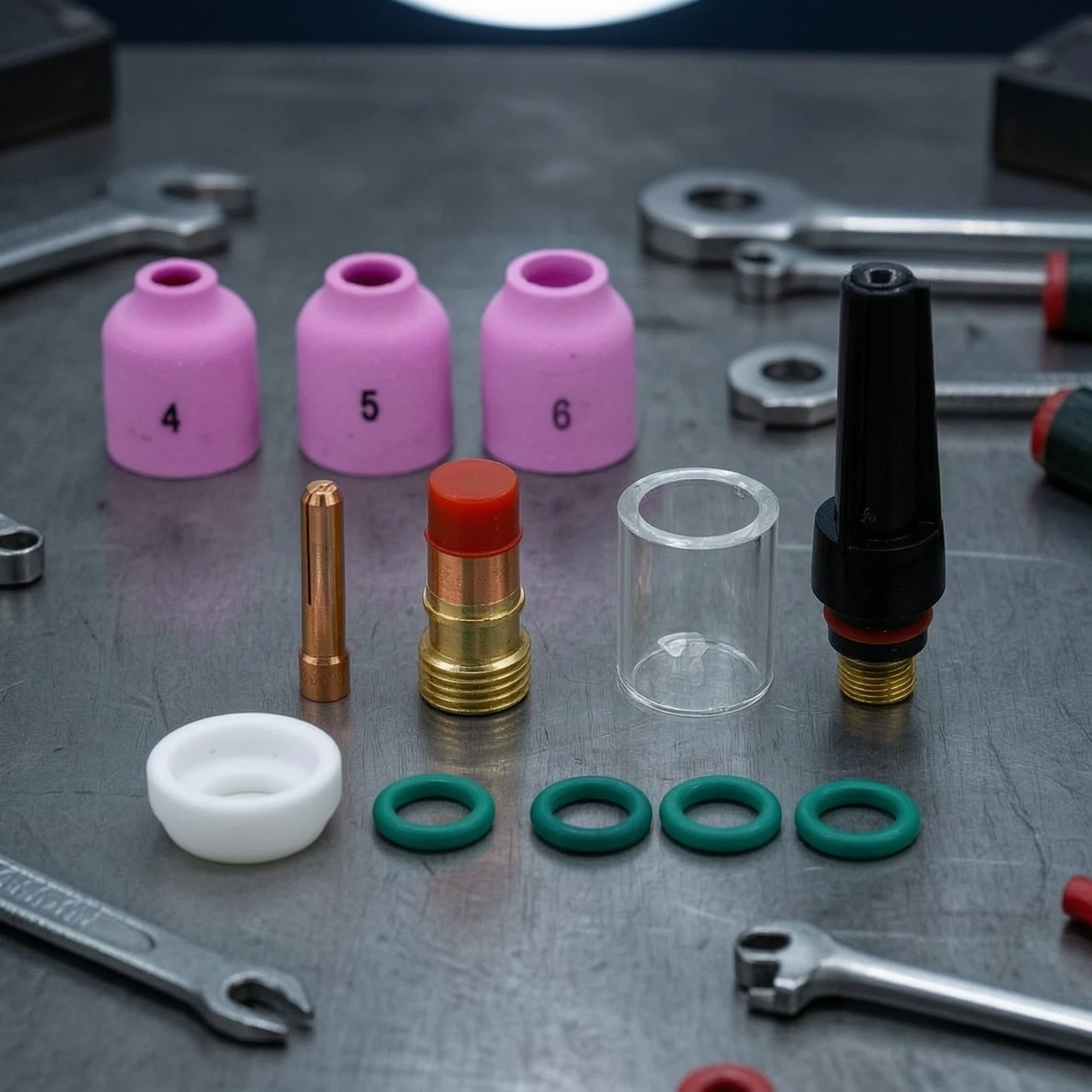12 Pieces TIG Joining Torch Consumables Kit Replacement TIG Torch Consumables Kit Hardware Ceramic Copper for Welders, Workshop