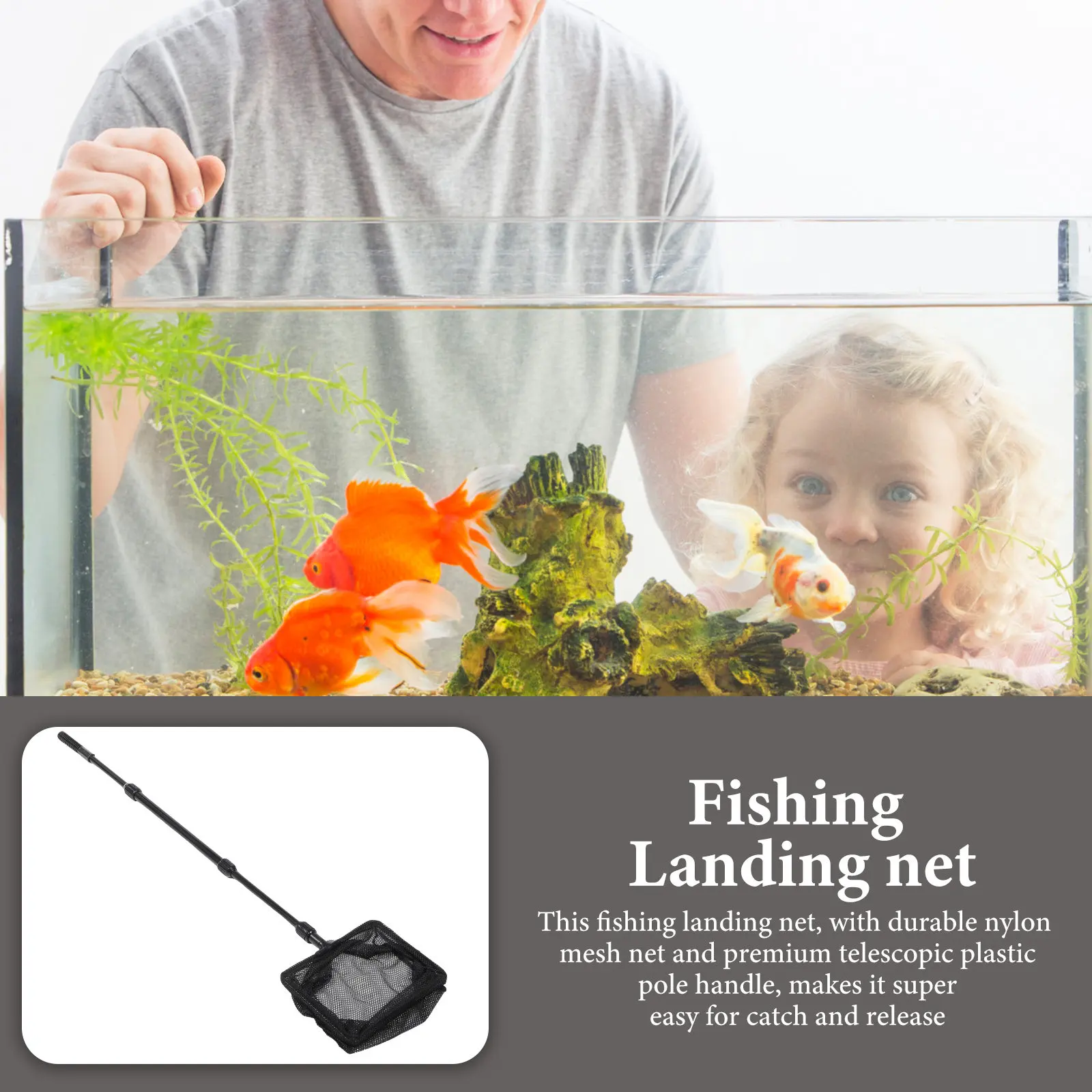Telescopic Fishing Landing Net Extendable Handle Fine Nylon Mesh Non Absorbent for Lakes Ponds
