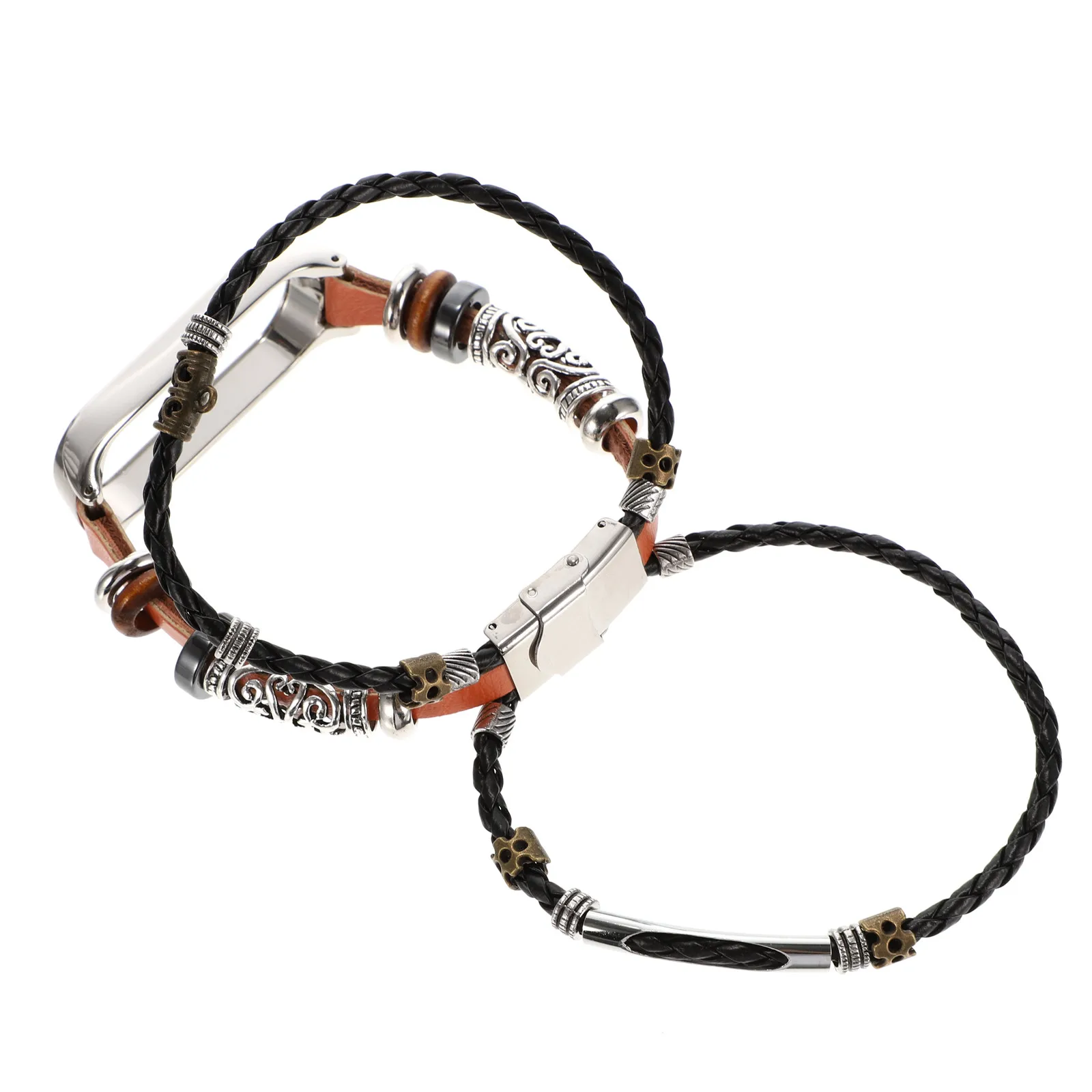 

1Pcs Beaded Retro Metal Wristband Smart Band Strap Replacement Compatible with Fitness Trackers Vintage Decorative DIY