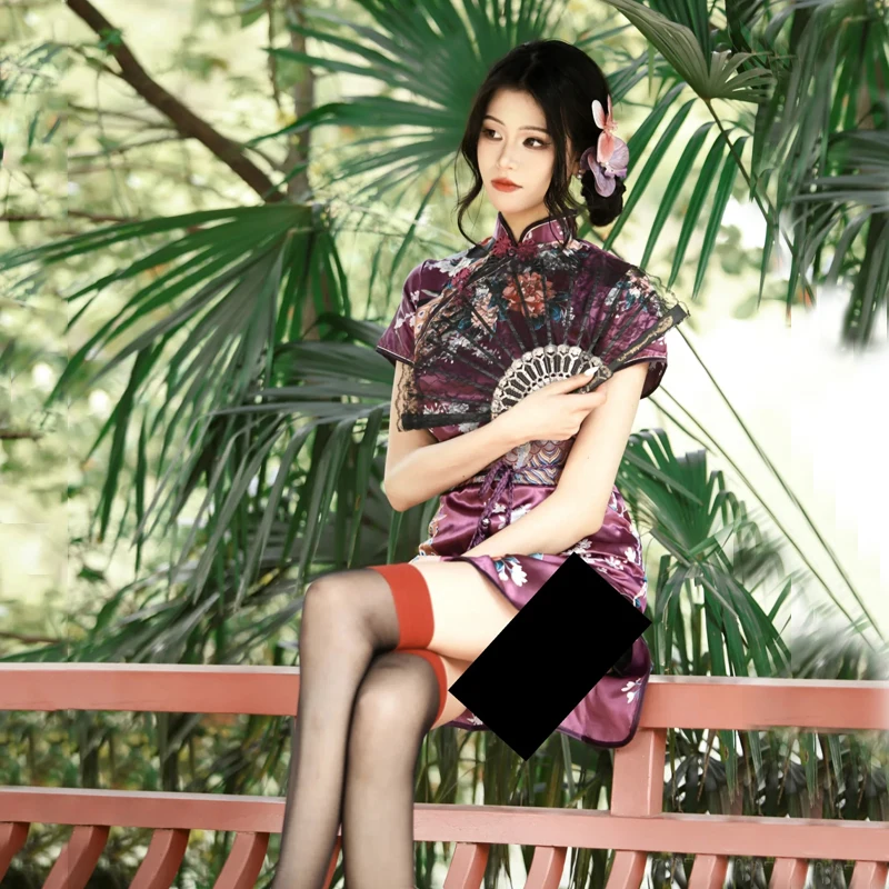 Chinese Lolita Cosplay Purple Cheongsam Gothic Sexy Qipao Dress Anime Costume Halloween Costumes For Women Party Performance