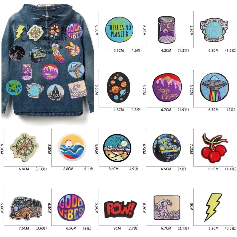 50Pcs Bulk Embroidered Patches for Clothes Lightning Clothing Stickers Sewing Iron On Patch Thermal Adhesive Applique Fusible