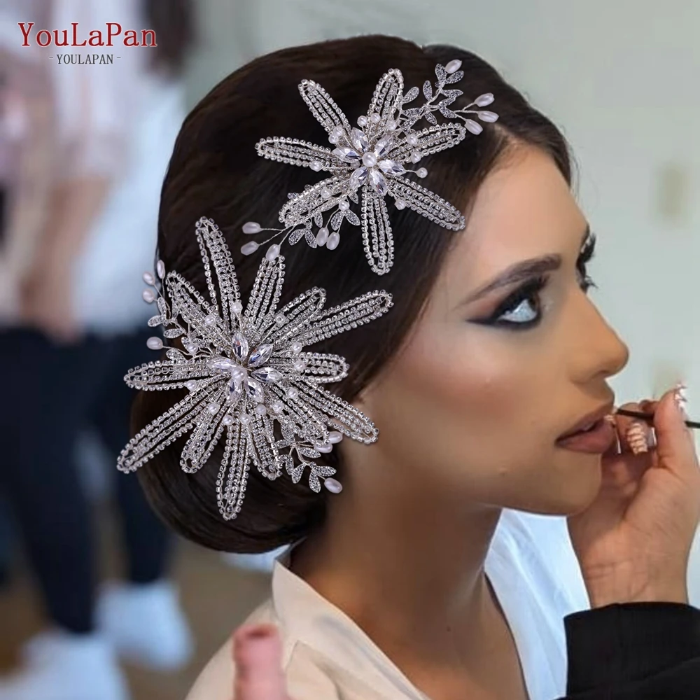 YouLaPan HP473 Floral Wedding Comb Bridal Side Headpiece Handmade Pageant Hair Ornament Bride Hair Accessories Pageant Headwear