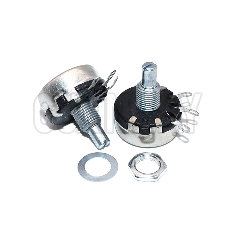 1PCS WX110 WX010 10 Ohm - 22K Ohm 10R-22K 3 Soldering Terminals 6mm Round Metal Shaft Single Turn Wire Wound Potentiometer