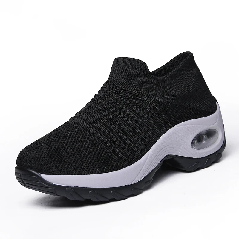 Women Sneakers Summer Fashion Black Sports Casual Shoes Breathable Mesh Lightweight Air Cushion Non-Slip Running Shoe Zapatillas