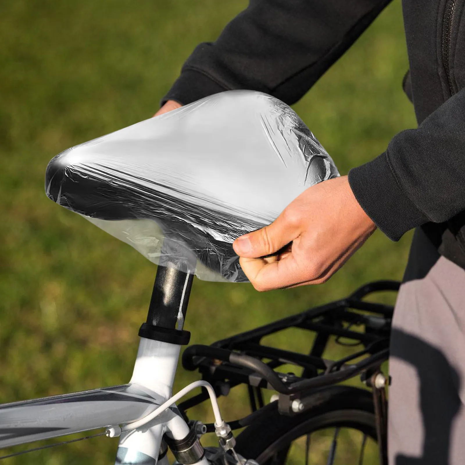 100Pcs Waterproof Mountain Bike Seat Cover Disposable Clear Saddle Rain Cover Cycling Seat Protector Cycling Accessories