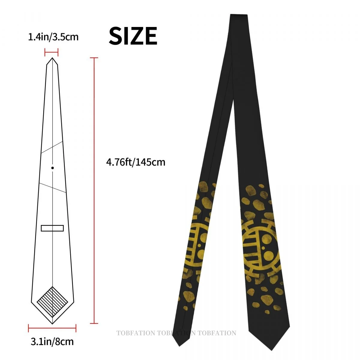 Trafalgar Law Print Ties One Piece Luffy Anime Casual Unisex Neck Tie Daily Wear Narrow Striped Slim Cravat