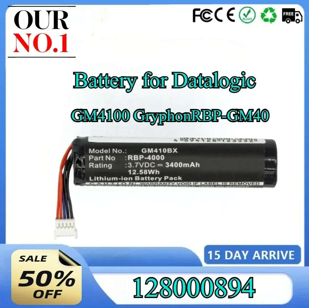 

3400mAh Barcode Scanner Battery for Datalogic BT-8 RBP-4000 Gryphon 128000894 GM4100 GM4130 GM4430 GM4400 GBT4400 4430 RBP-GM40