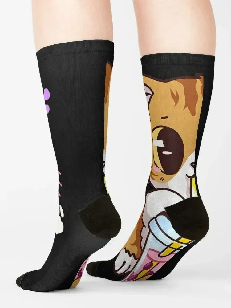 Cute Kawaii Cat Boba Bubble Milk Tea Anime Kitten Socks Antiskid soccer luxe cartoon kids Women Socks Men's