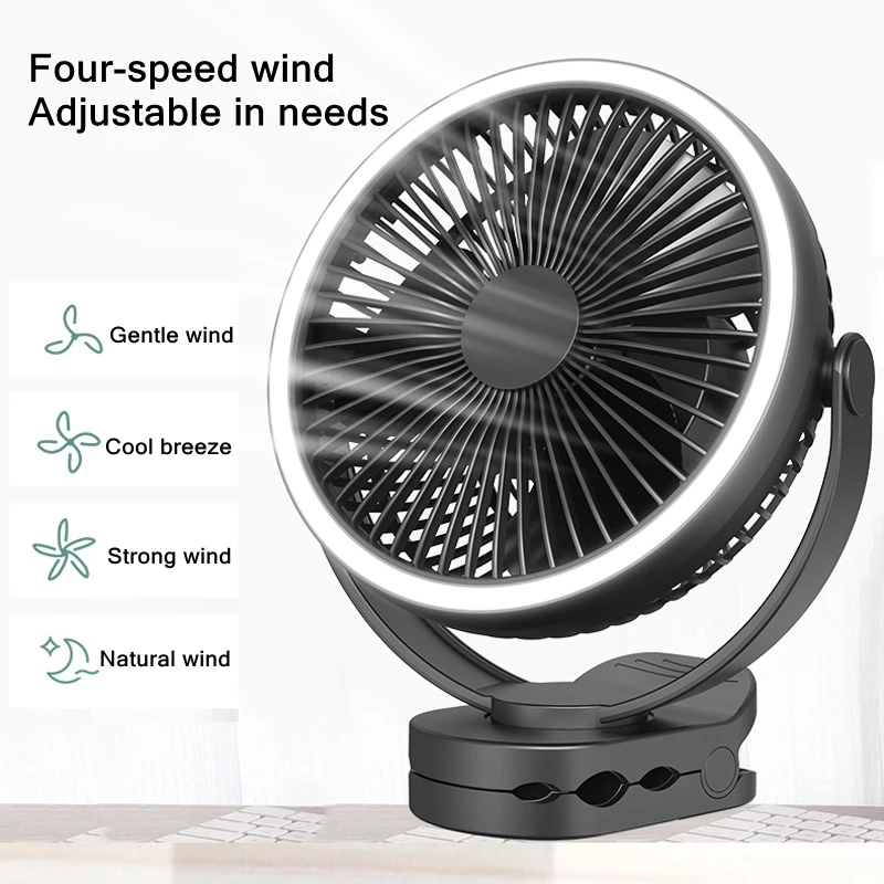 Mini ventilador elétrico portátil, bateria 10000mAh, USB recarregável, Camping, ventilador de teto, candeeiro de mesa LED, ventilador de refrigeração de ar