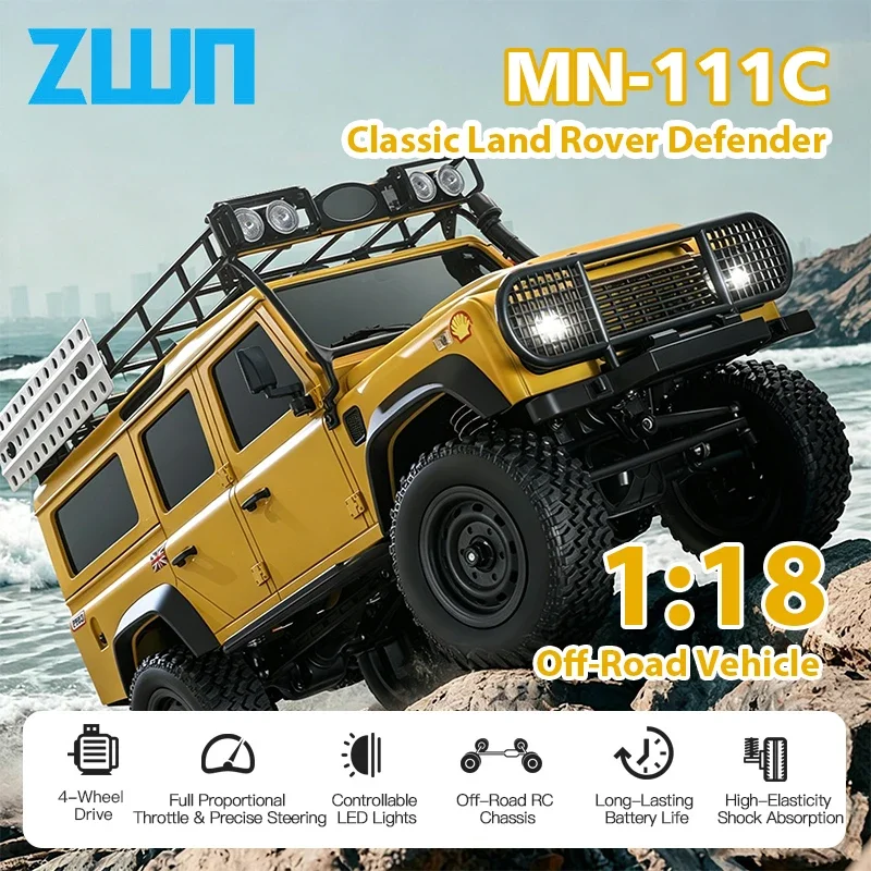 MN111C 1:18 RC Auto 4WD Land Rover Defender 2,4G Maßstabsgetreues Ferngesteuertes Auto Truck Kletterfahrzeug Geländewagen Spielzeug für Kinder Geschenke