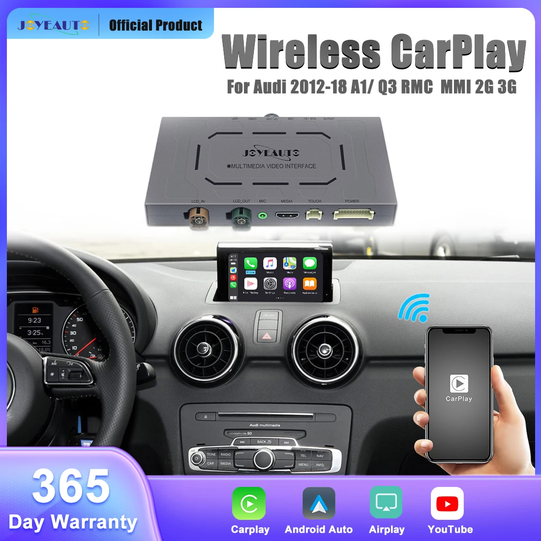 JoyeAuto for Audi 2012-2018 A1 Q3 RMC MMI 2G 3G Wireless Apple CarPlay Android Auto iOS AirPlay Retrofit Mirror-Link AirPlay