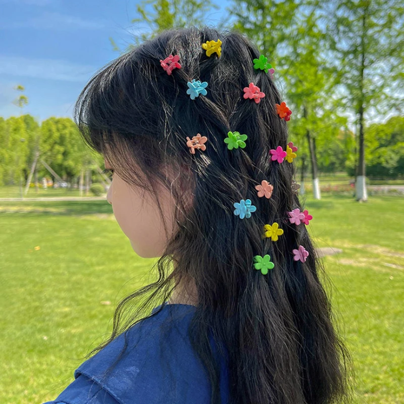 20-100pcs Girs Small Hair Claws Cute Colorful Flower Star Lovely Hair Decorate Claw Clips Hairpins Kids Sweet Hair Accessories