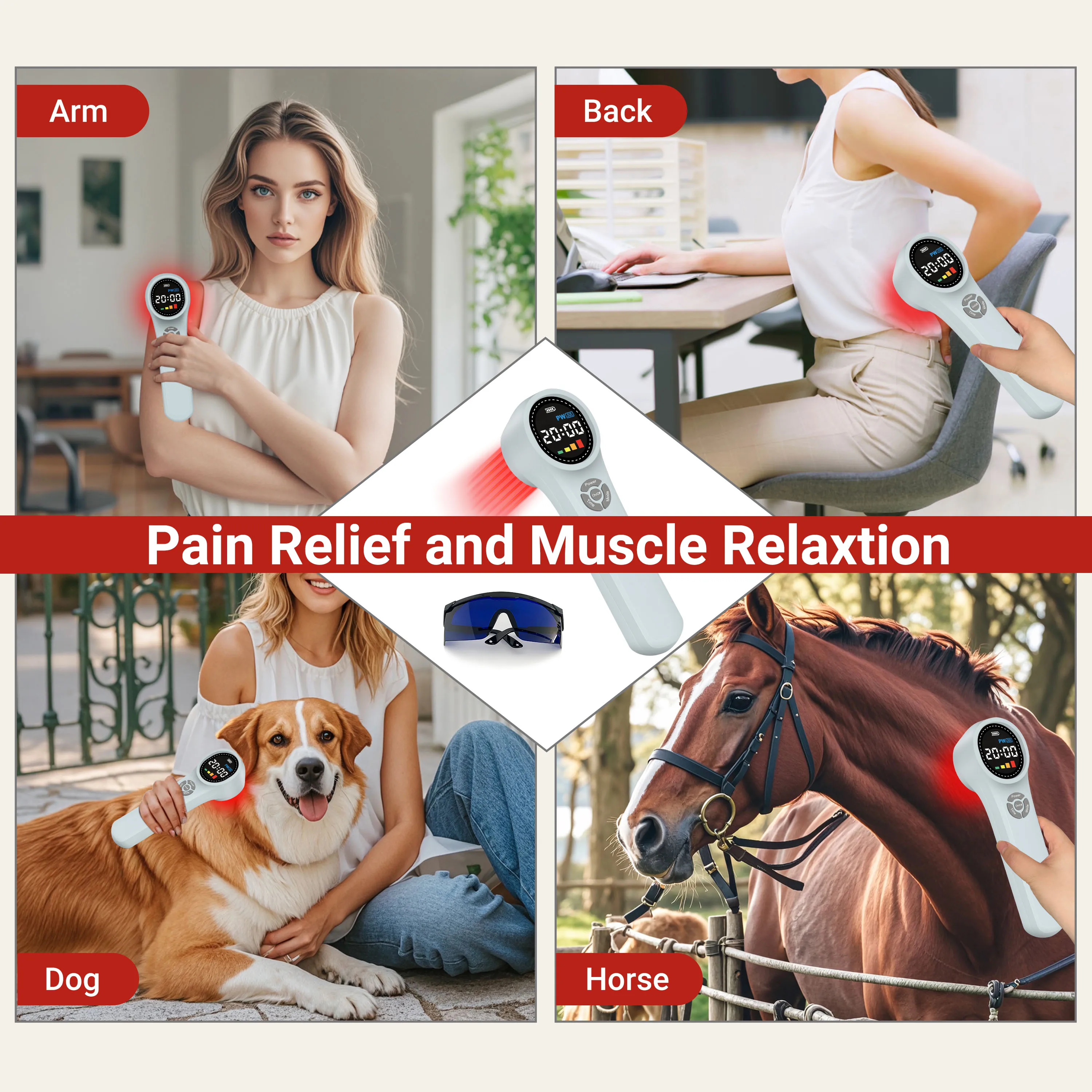 

ZJZK Cold Laser Therapy Device Red Light Treatment Equipment for Arthritis Pain Relief 980nm 808nm 660nm for Human & Pets