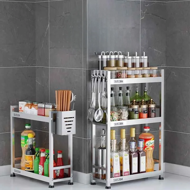 

304 Stainl Steel Kitchen Storage Ra Narrow Sle Spice Ra Small Size Countertop Organizer Kitchen Accories