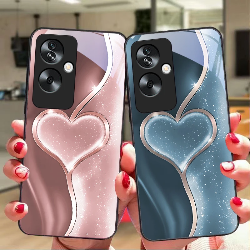 Gradual Love Big For Oppo A79 5G 58 78 74 60 4G Reno 11F Realme GT 6 11 Note 50 10 C55 X2 Tempered glass black phone case