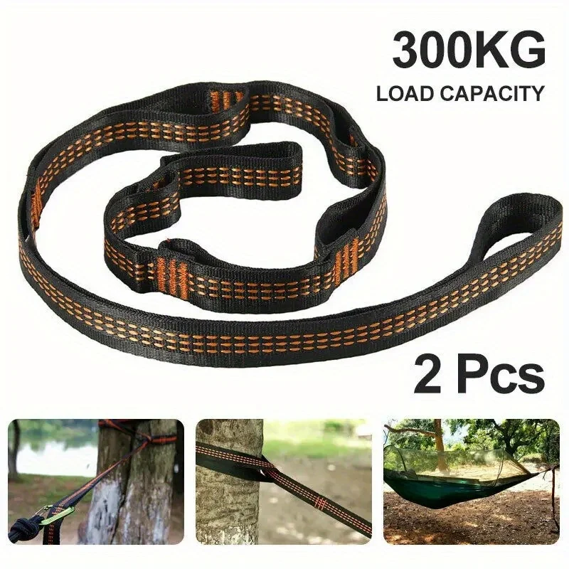 2pcs Hammock Straps, Special Reinforced Polyester Straps, 5 Ring High Load-Bearing Barbed Hammock Straps For Outdoor Camping