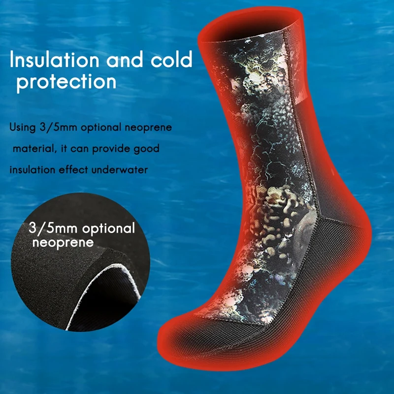 Diving Socks 3Mm Neoprene Diving Socks Camouflage Beach Socks Warm Swimming Socks