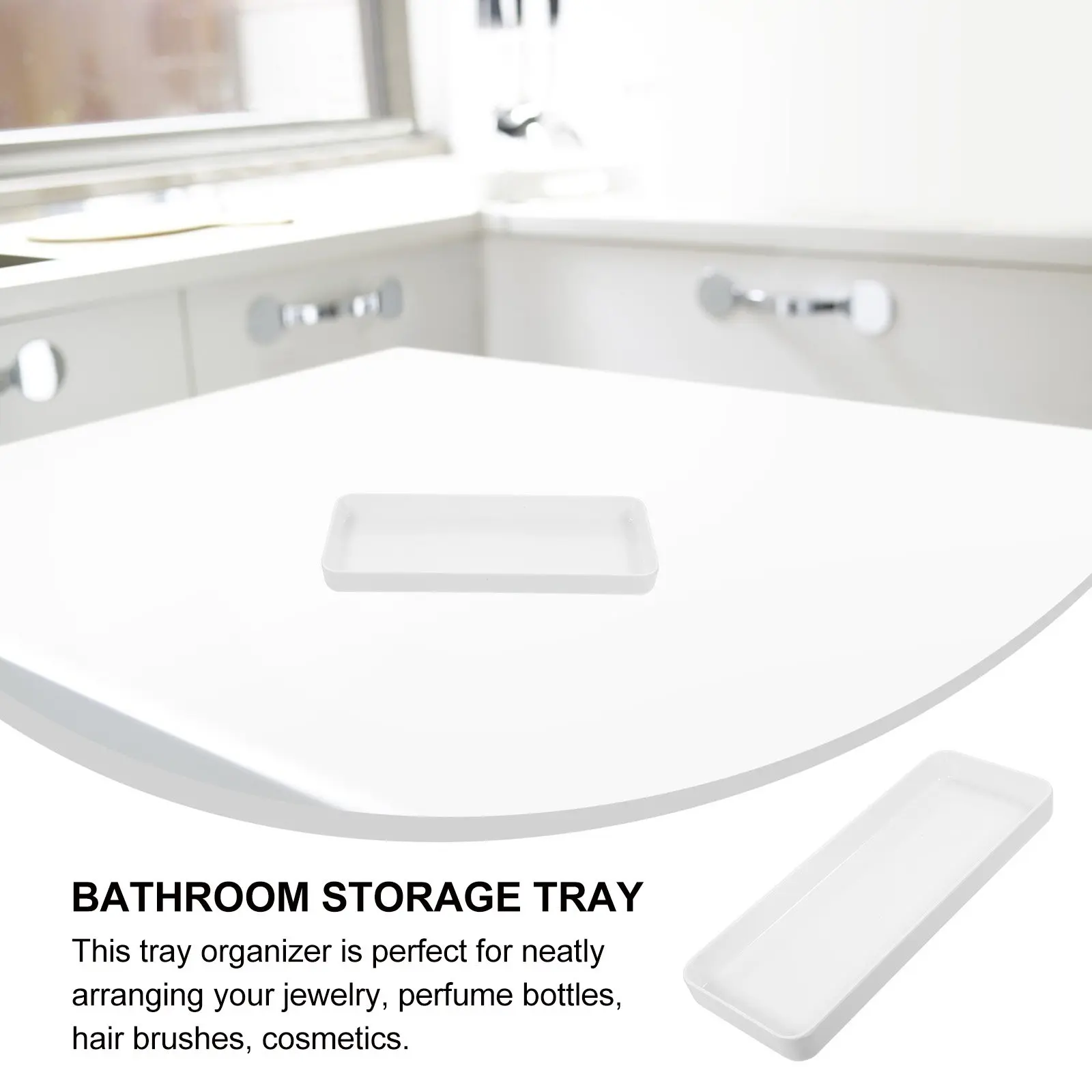 Bathroom Desk Vanity Tray Toilet Tank Organizer Jewelry Storage Plate Simple Desktop Organizing Storage Plate view 4