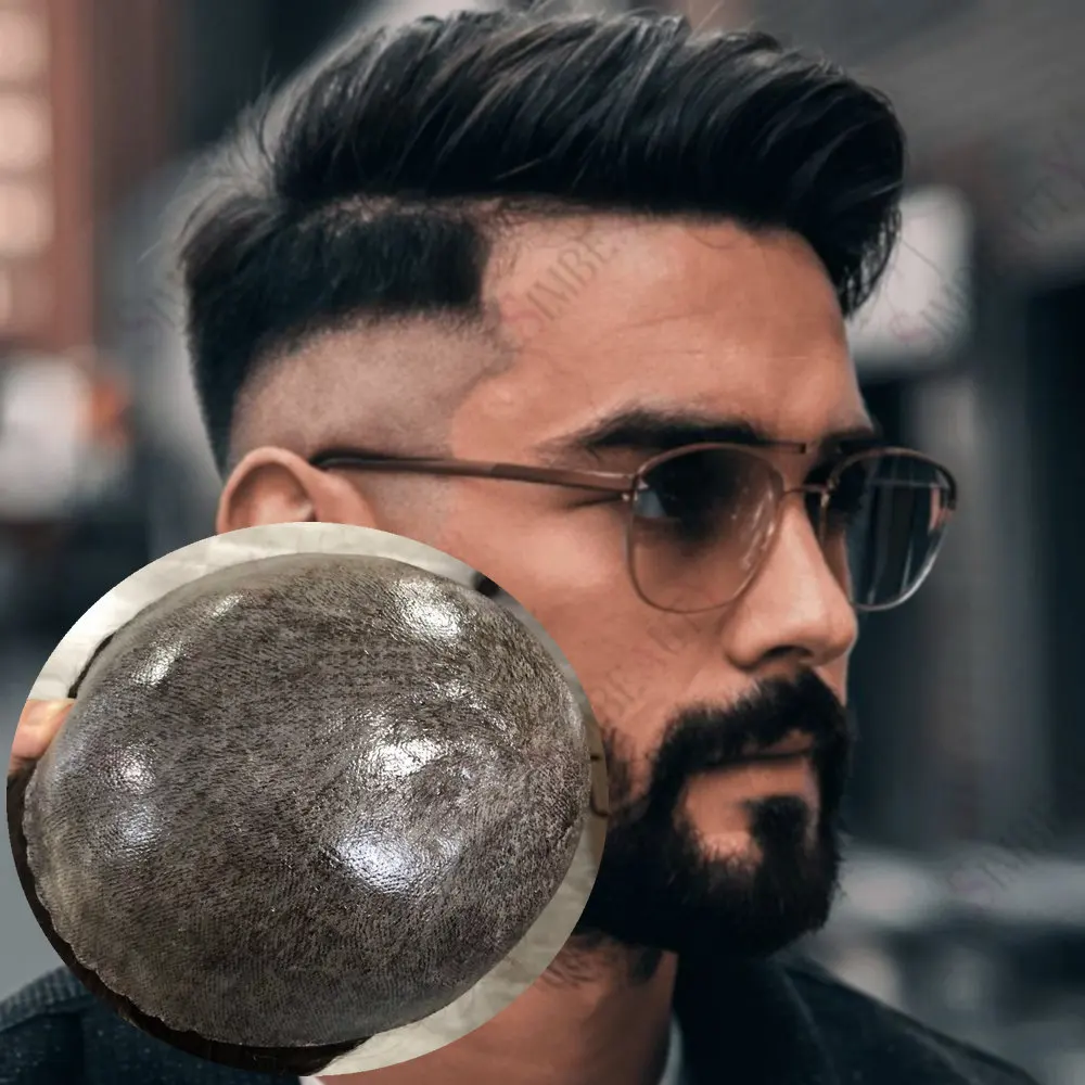 

Undetectable 0.1mm Injection Skin PU Base Men's Toupee Human Hair Capillary Prosthesis Black 1b80 1b40 Grey Brown Male Hairpiece