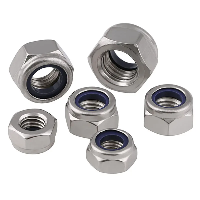 M2 -M10 M12 M14 M16 M18 M20 M22 M24 304 Stainless Steel Nylon-Insert Locknuts Self-locking Hex Nut  Locknut Slip Lock Nut image 5