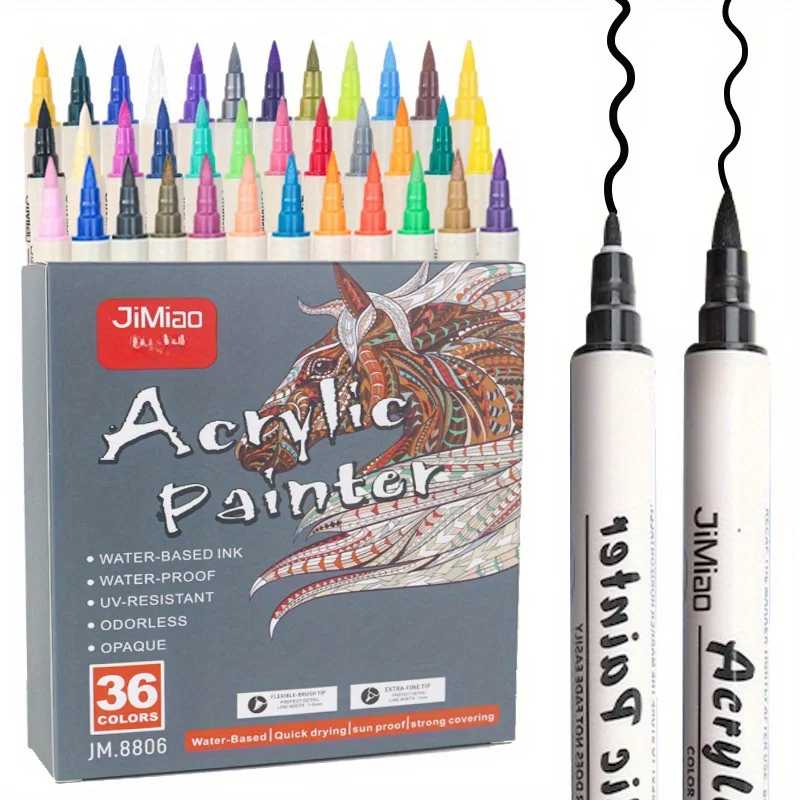 12/24/36 PCS Colored Acrylic Art Marker Sketching Manga Markers Drawing Set Double head Watercolor Paint Pen Stationery Supplies