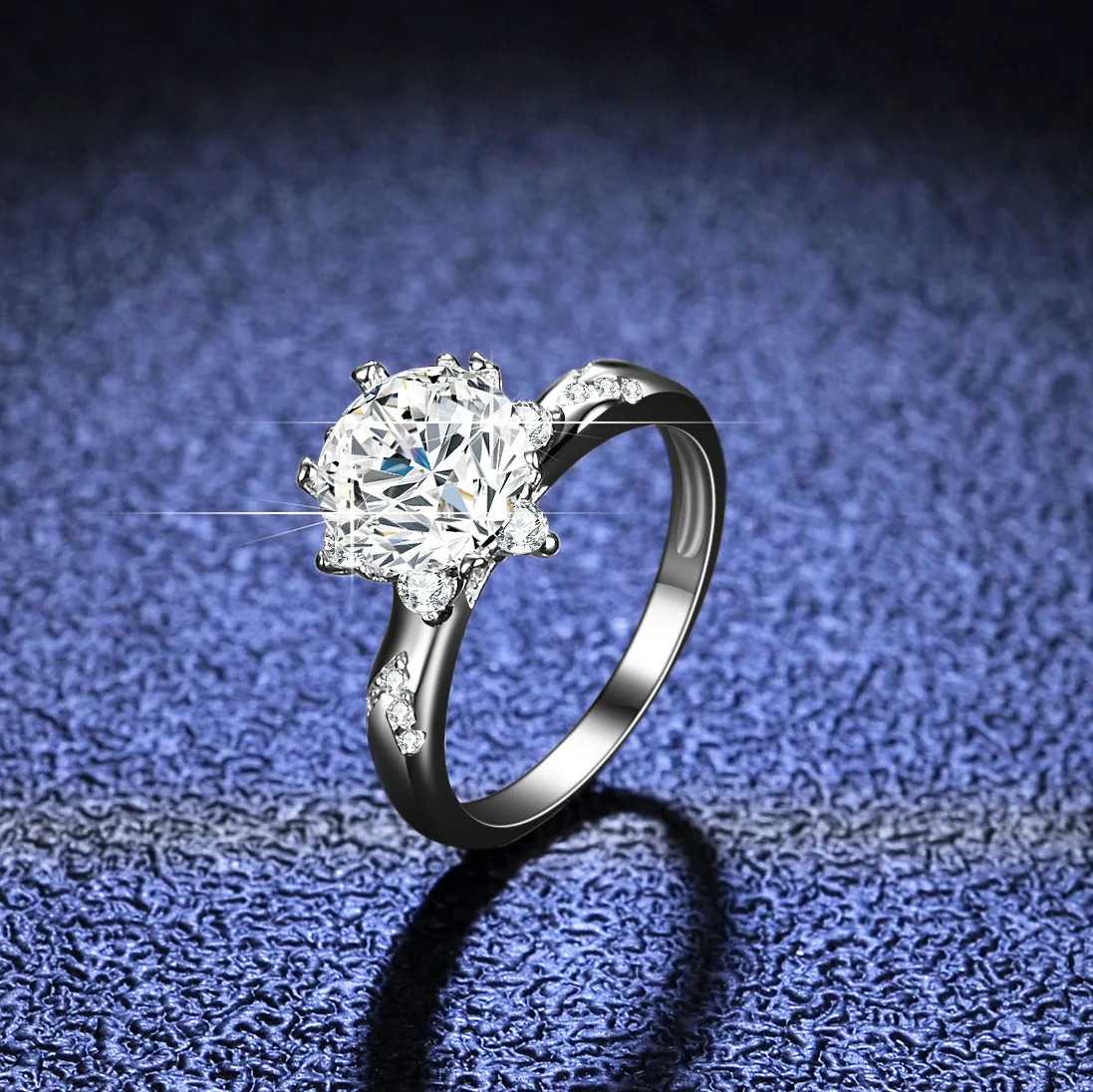 18K gold moissanite ring for women PT950 platinum six claw flash diamond ins diamond ring tail ring