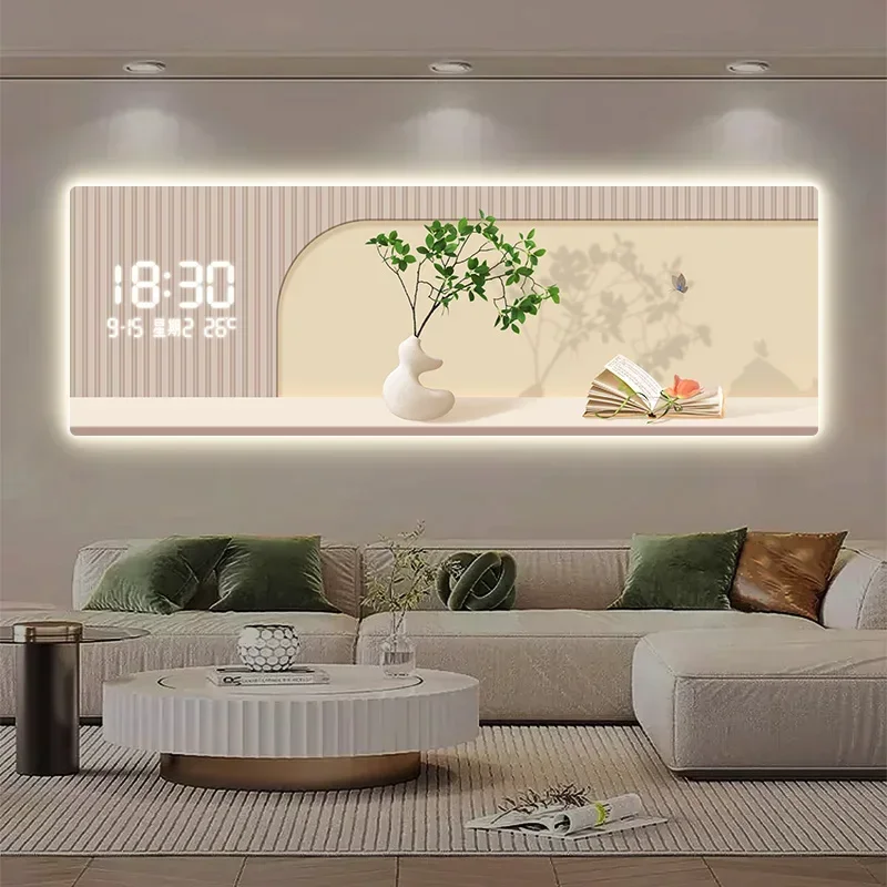 

Temperature Date Wall Clock Cable Aesthetic Luxury Art Wall Clock Large Bedroom Modern Square Horloge Murale Home Decoration