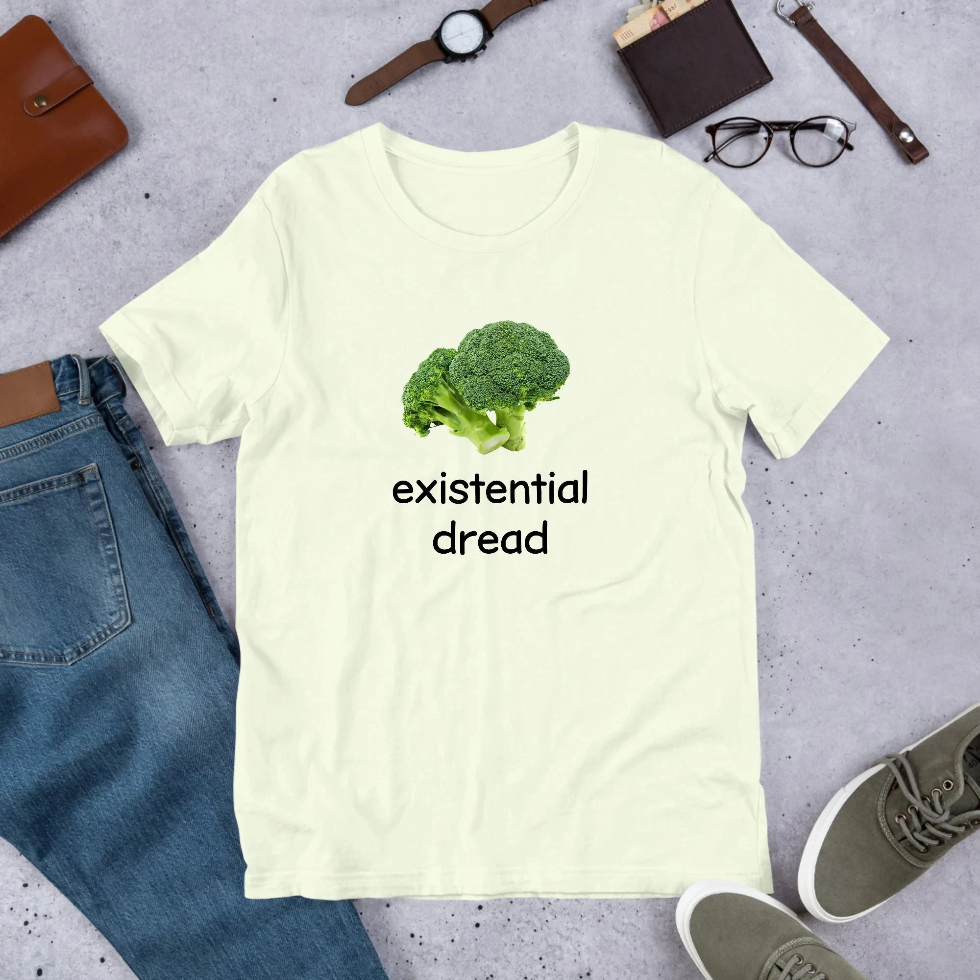 Футболка Existential Dread Funny Broccoli Meme для мужчин и женщин, хлопковые футболки с короткими рукавами, футболка Y2k, топы большого размера, летняя мужская блузка