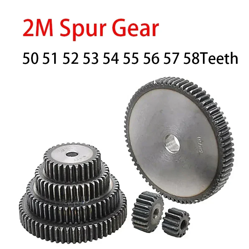 

1 Piece 2M Spur Gear 50 51 52 53 54-58T 45#Steel Metal Motor Flat Gear Motor Transmission Material Pinion Gear Total Height 20mm