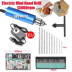 220V 13000rpm Stepless Speed-adjustable Handheld Mini Electric Grinder Polishing and Engraving Electric Drill 385 Type Motor