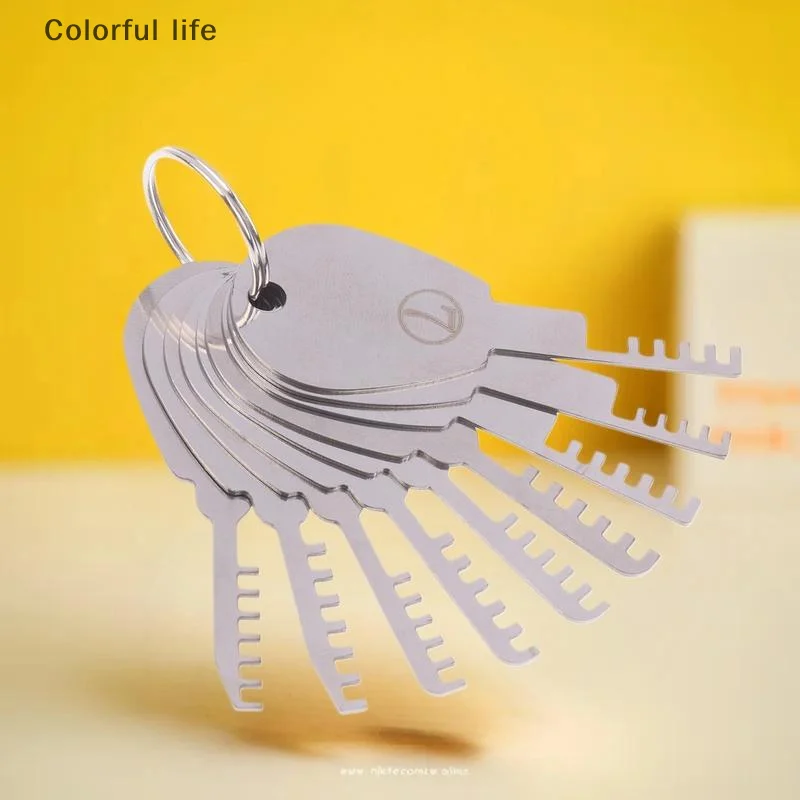 Um conjunto de ferramentas de reparo de fechadura HUK de aço inoxidável com 9 funções múltiplas e chave em branco