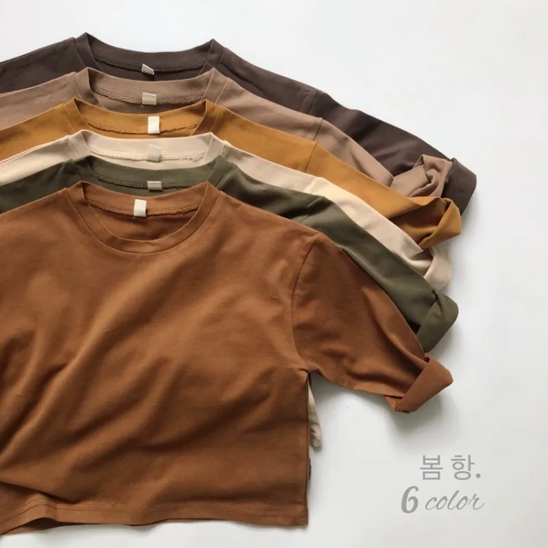 

Children's Cotton Loose Base Layer Top, New Style for Autumn, Drop-Shoulder Long-Sleeve Base Layer Shirt for Boys and Girls