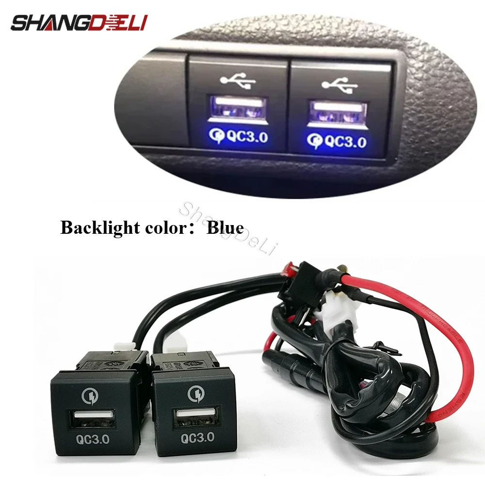 Car Quick Charger Dual Charge USB Interface Socket QC3.0 for Toyota Camry 70 Altis Hilux Rav4 Prado 150 2018 2019 2020