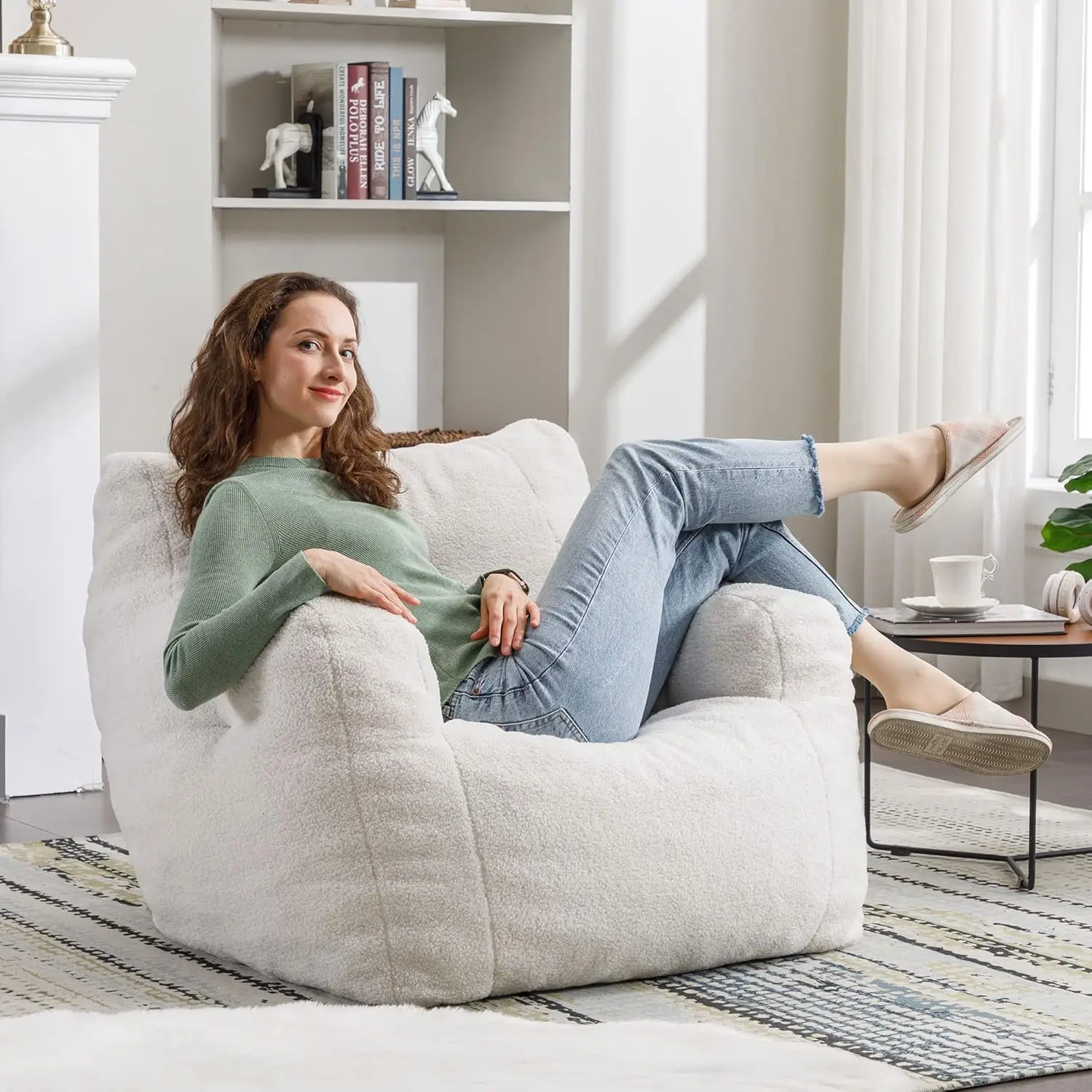 Bean Bag Chairs, Tufted Soft Stuffed with Filler, Fluffy and Lazy Sofa, Imperial Lounger Giant Chair for Bedroom