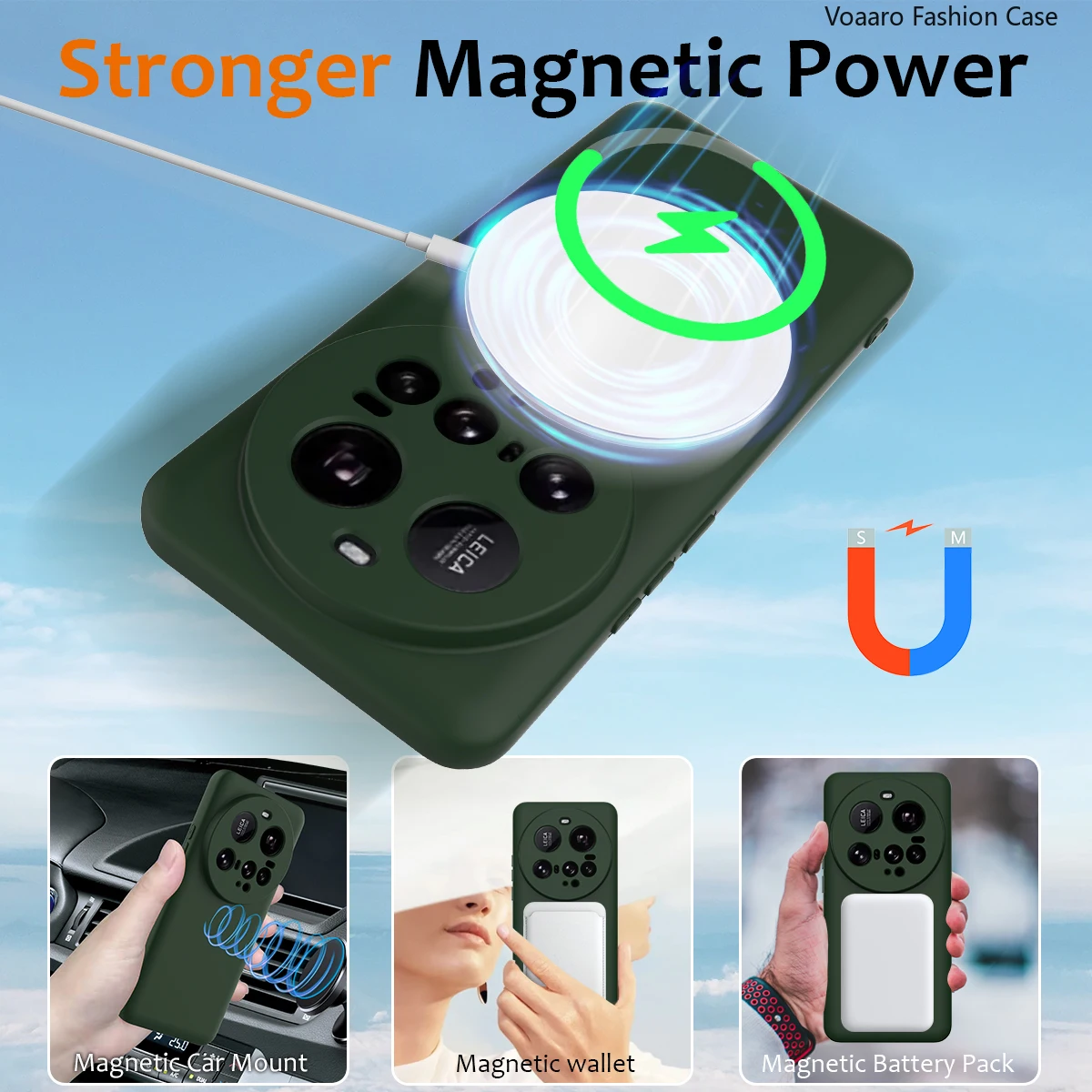 磁気ソフト液体シリコーンカバー Xiaomi 15 ウルトラケース内蔵マグネット Funda Xiaomi Mi 15 ウルトラケースとストラップ