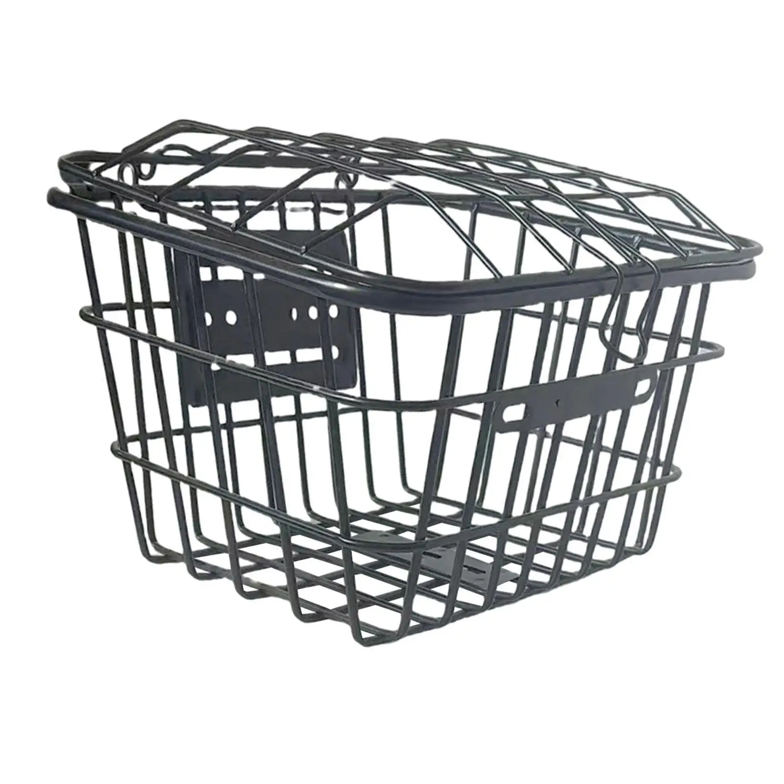 Bicycle Bike Metal Wire Rear Storage Basket Universal Accessory Anti Rust Coating with Lid Cargo Container for Folding Bike