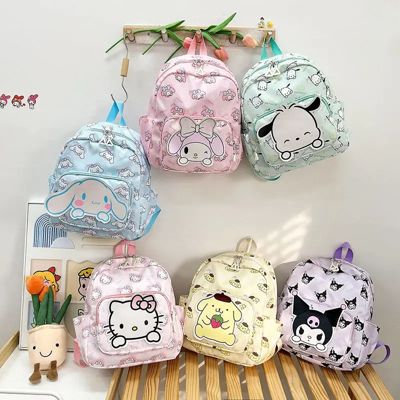 

Kawaii Sanrio Anime Hello Kitty Cinnamon Roll Melody Kuromi Cartoon School Bag Student Backpack Large Capacity Shoulder Bag Gift