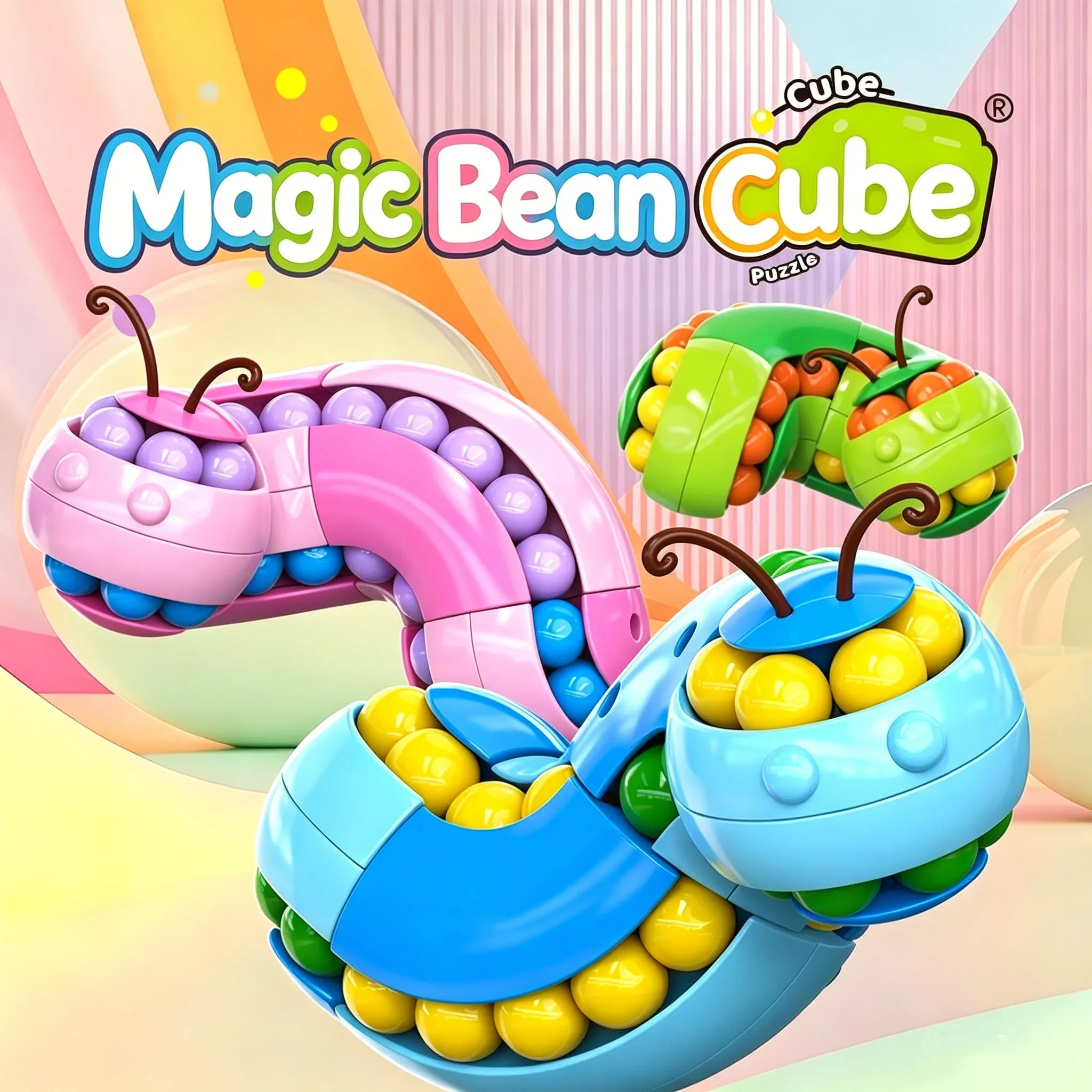 Gyro Toy Magic Bean Cube For Kids Finger Spinner Rotating Beads Puzzle Brain Teaser Decompression Play