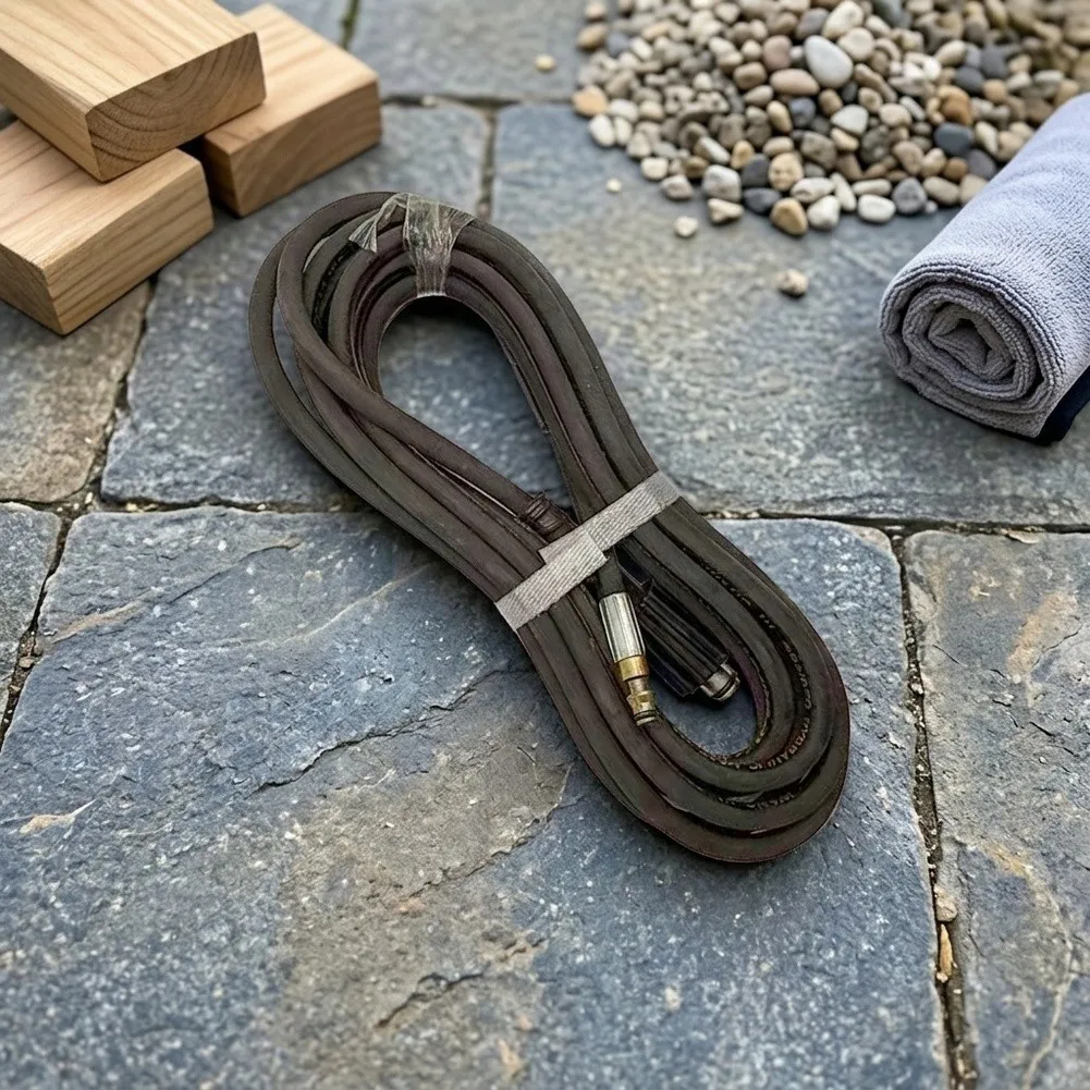 7m Water Hose for Car Washing Equipment - Black Reinforced Rubber Pipe Designed for High Pressure and Frequent Use Scenarios