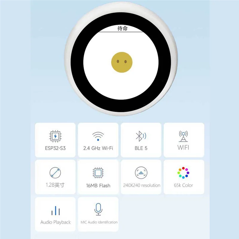 

Робот ABZW с голосовым чатом AI ESP32 S3 N16R8, макетная плата 1,28-дюймовый ЖК-дисплей, настольные часы Fordeepseekv3 Qwen2.5 Qwenmax2.5