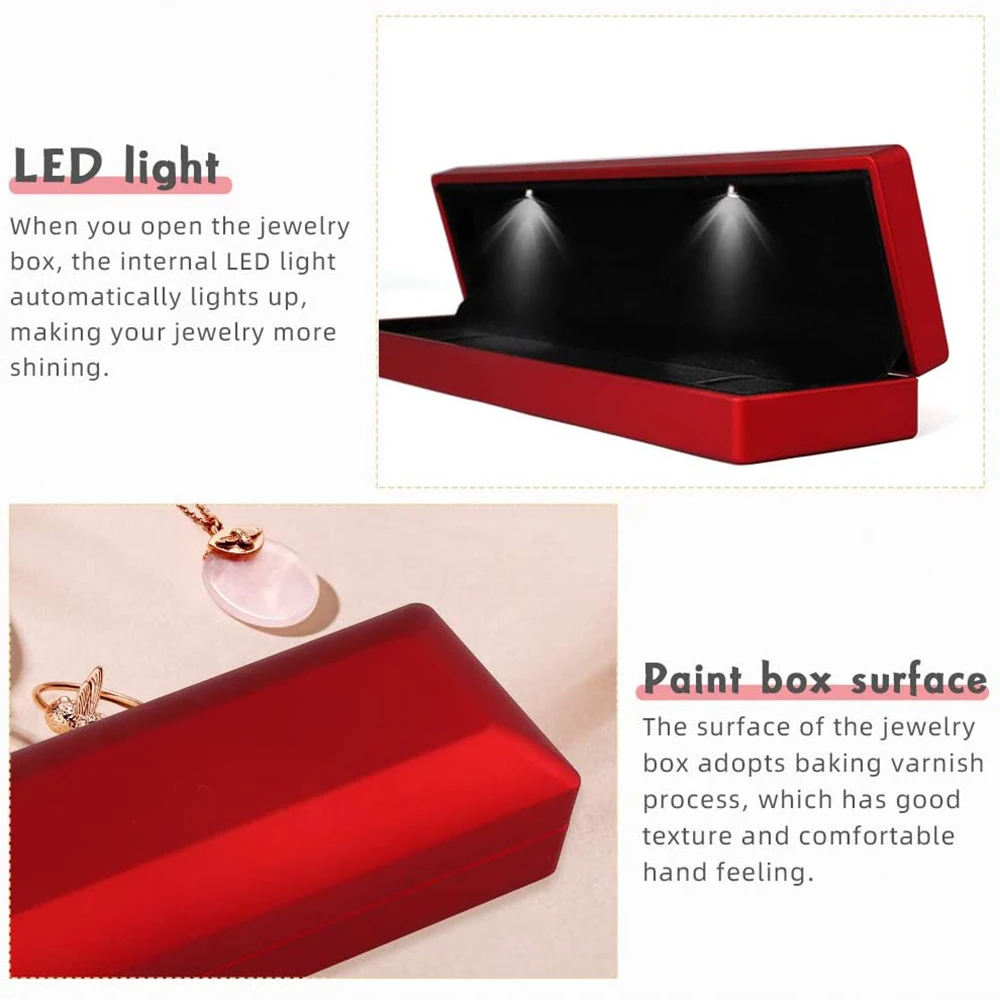 Long Necklace Box With Led Light Gift Jewelry Display Packaging Boxes For Wedding Anniversary Engagement шкатулка для украшений