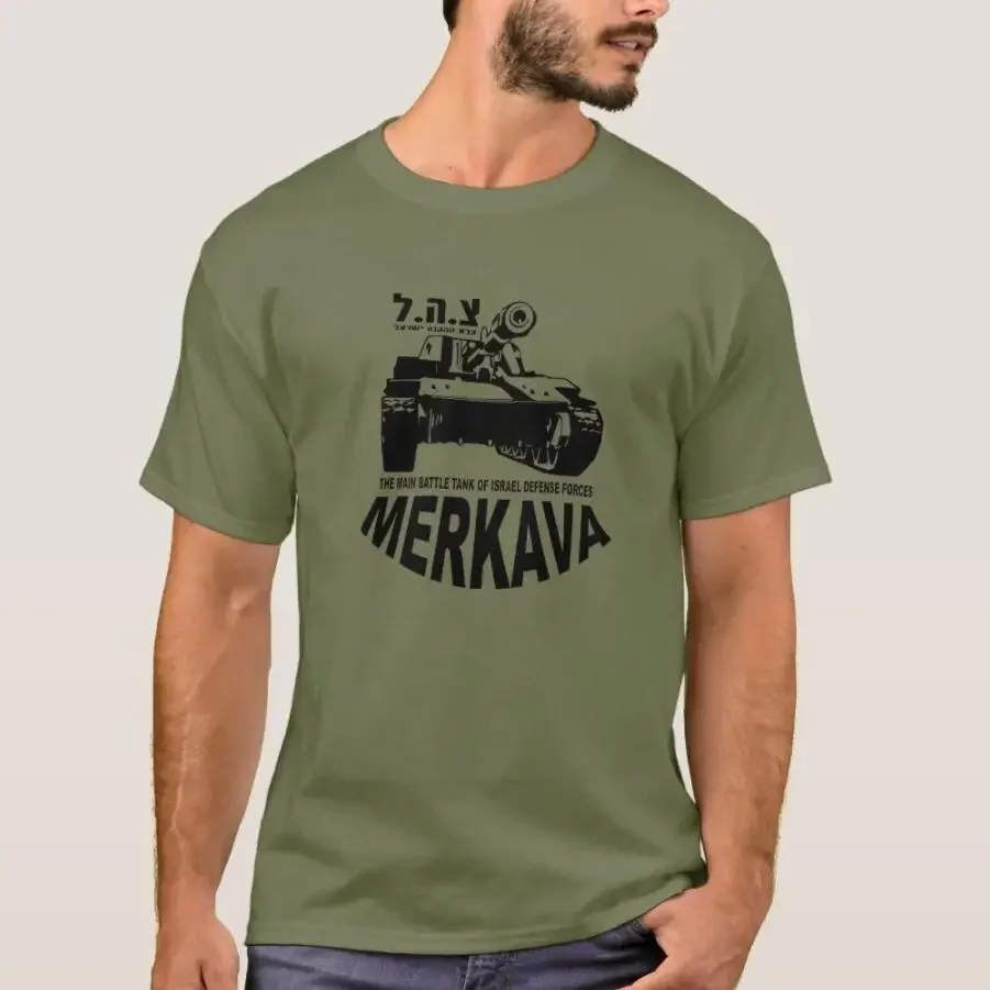 Idf Israel Defense Forces Tank Merkava Army Men T-Shirt Short Sleeve Casual Cotton O-Neck Summer Shirts