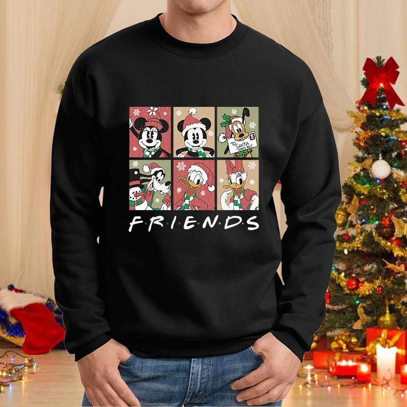 

Mickey Friends Christmas Pullover Men's Outdoor Long-Sleeve Sweatshirt Christmas Gift Apparel