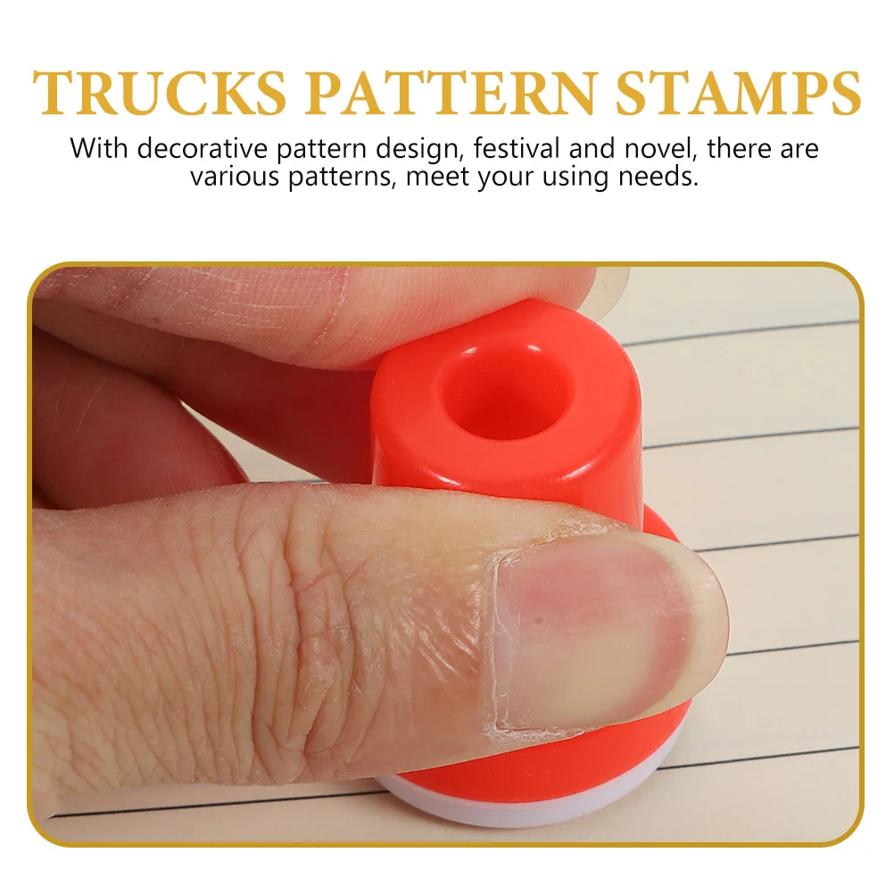 20 Pcs Construction Truck Stamp Cartoon Design Stamps Plastic Craft Ink Theme for Journal Diary Journaling Decor Decorative