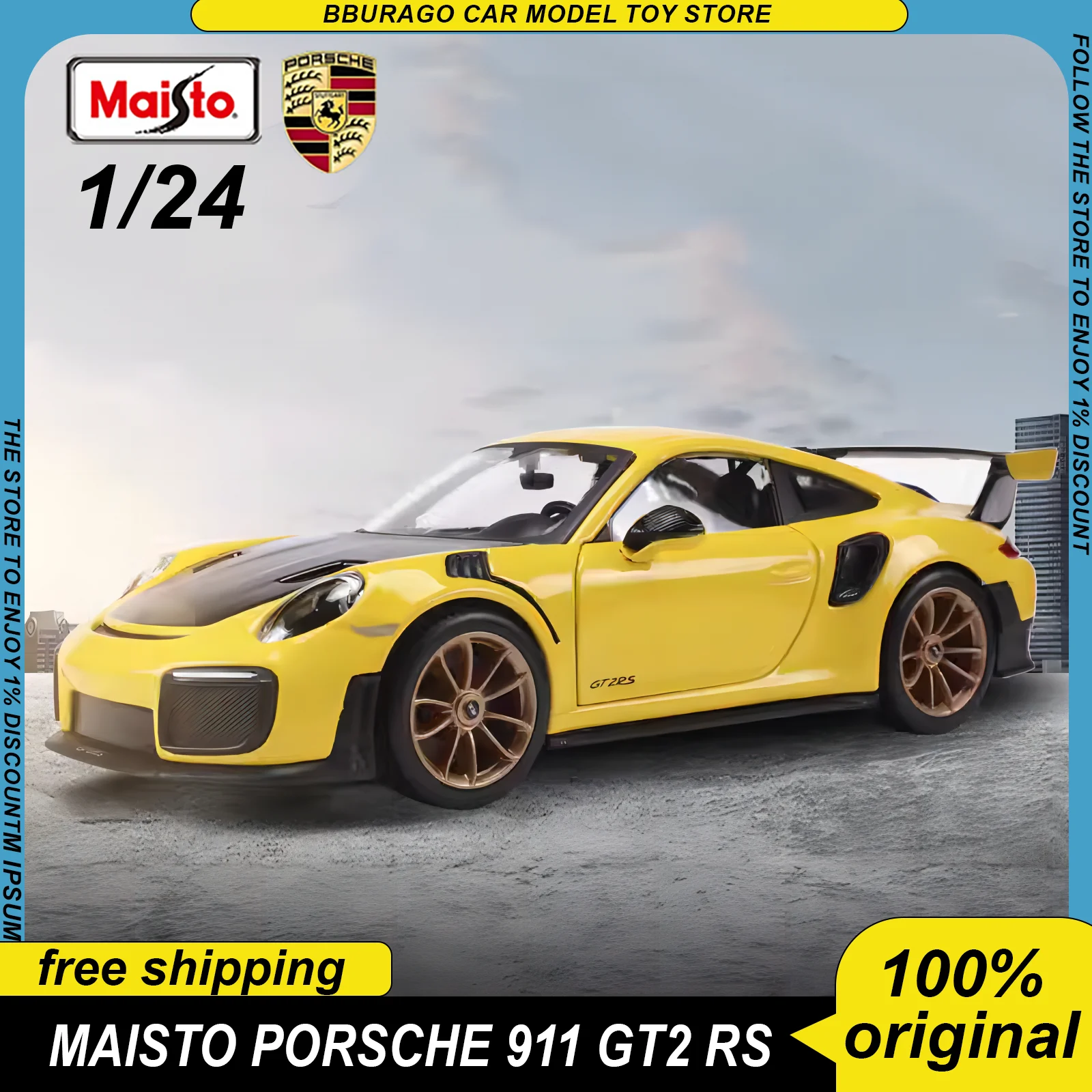 

New In Stock Maisto 1:24 Porsche 911 Gt2 Rs Sports Car Diecast Model Edition Alloy Luxury Vehicle Toys Car Custom Kids Gift