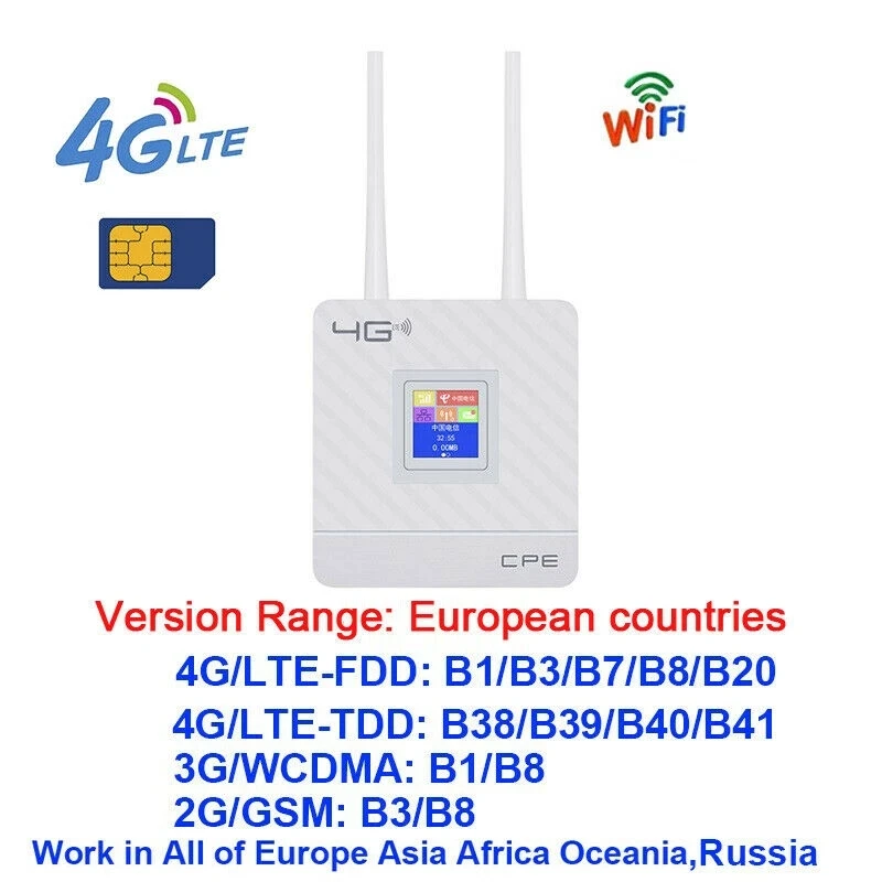 

4G LTE CPE Wifi Router CAT4 150Mbps Wireless Router 4G LTE SIM Wifi Router With External Antenna WAN/LAN RJ45