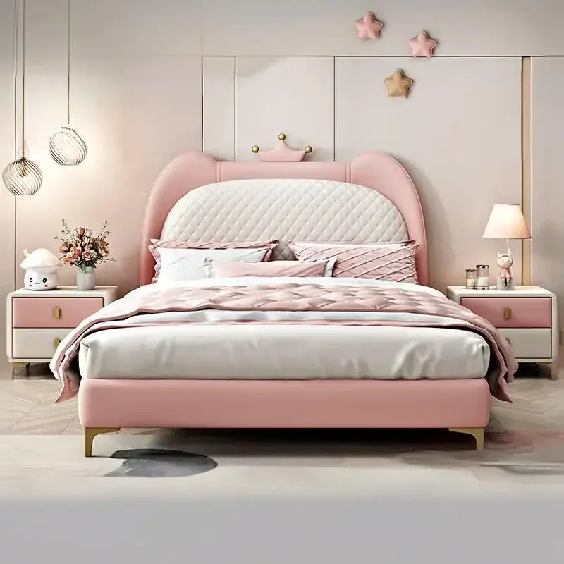 

Pretty Queen Double Bed Tall Elegant European Wood Modern Luxury King Bed Frame Bases Bedroom Letto Moderno House Accessories