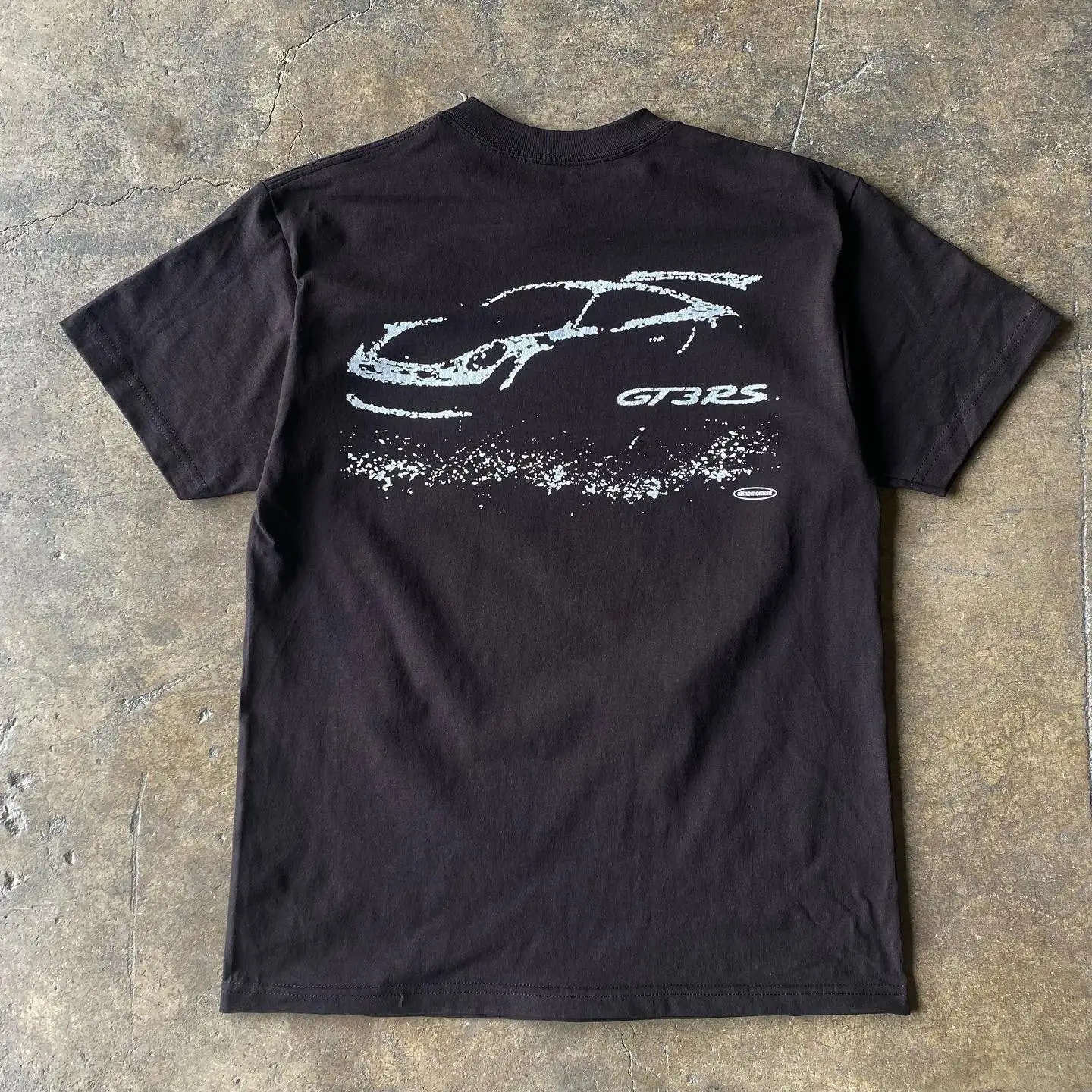 Camiseta de manga corta negra estilo retro americano vintage, holgada, de verano, con cuello redondo y hombreras, tendencia j...