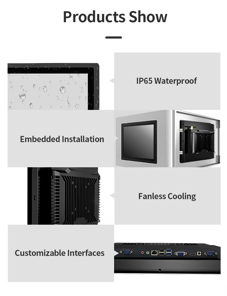 8/10.1/15/17/21.5 Inch IP65 Waterproof Touch Display VGA HDM-I RJ45 Metal Case Industrial PCAP Touch LCD Monitor for Industrial