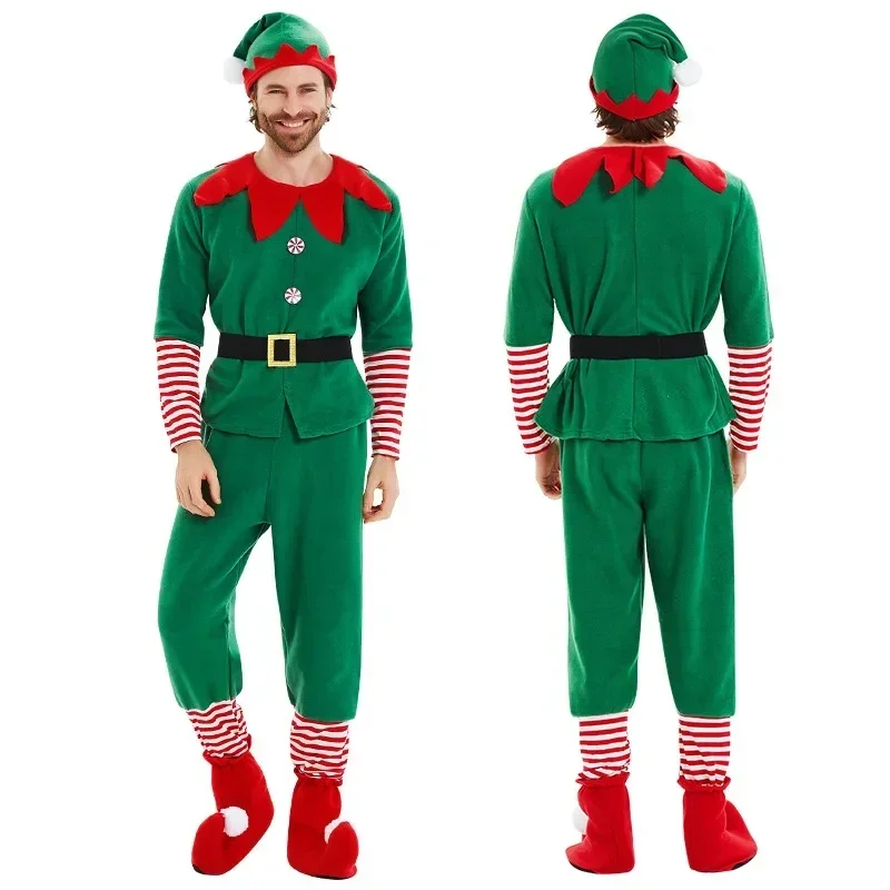 Świąteczny elf przebranie na karnawał dziewczyny Xmas święty mikołaj zielona sukienka elfa dla dzieci dorośli jednakowe stroje rodzinne odzież typu Cosplay